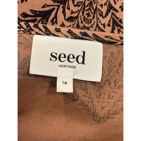 Seed Heritage Linen Blend Botanical Cami Tank Top Brown Sleeveless Size 14 - Picture 4 of 7